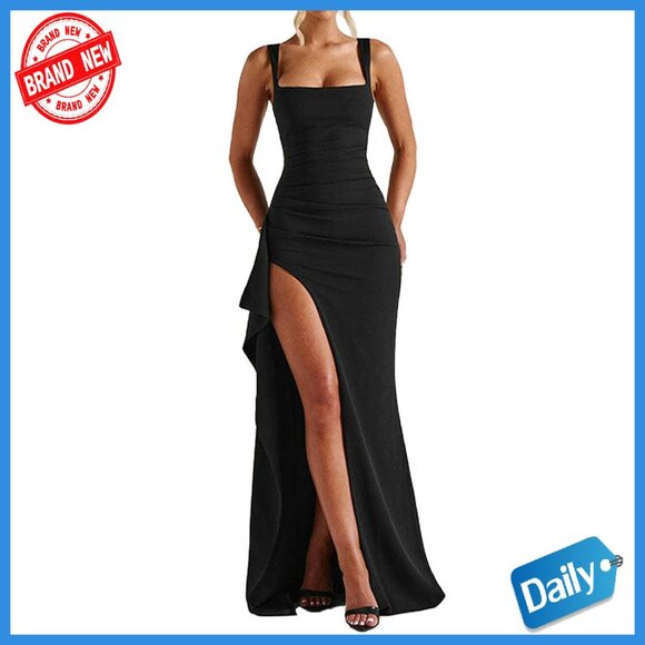 Sleeveless Bodycon Ruched Maxi Dress Formal Prom Cocktail Gown